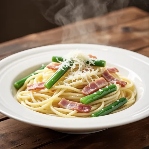 Cream Pasta with Nanohana and Bacon
