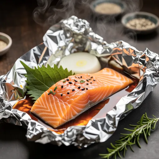 Salmon with Aromatic Sauce in Foil
