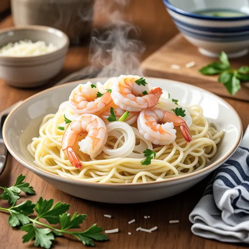 Shrimp and Onion Cream Pasta