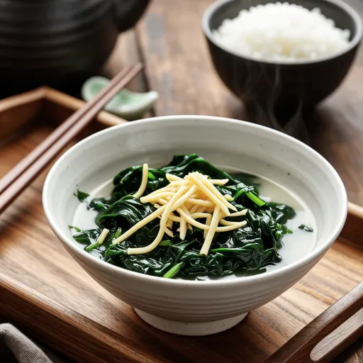 Simmered Komatsuna with White Dashi