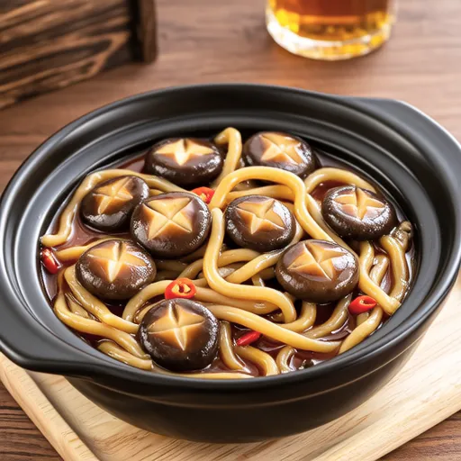 Spicy Simmered Shiitake and Twisted Konjac