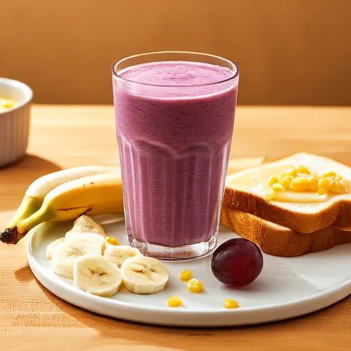 Smoothie de Uva e Banana com Torradas de Milho