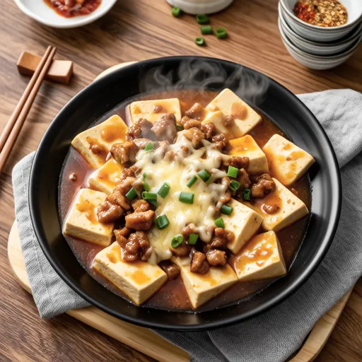 Grilled Thick Fried Tofu with Miso Cheese and Green Onion