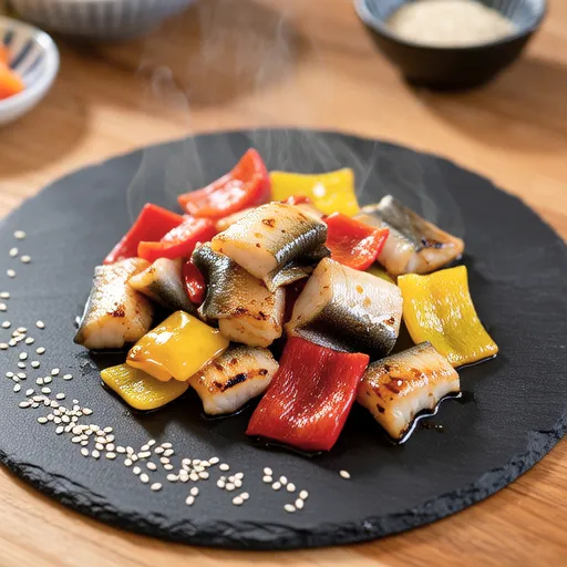 Stir-fried Mackerel and Bell Peppers with Ponzu