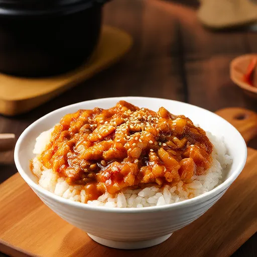 Cơm chiên kim chi với dầu mè và thịt hộp Spam