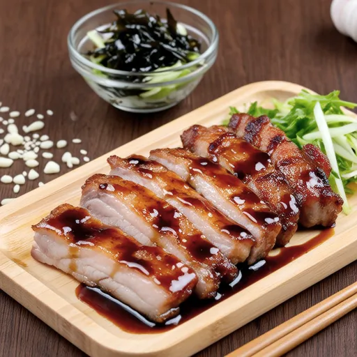 Air Fryer Grilled Pork Jowl with Soybean Paste & Seaweed Salad