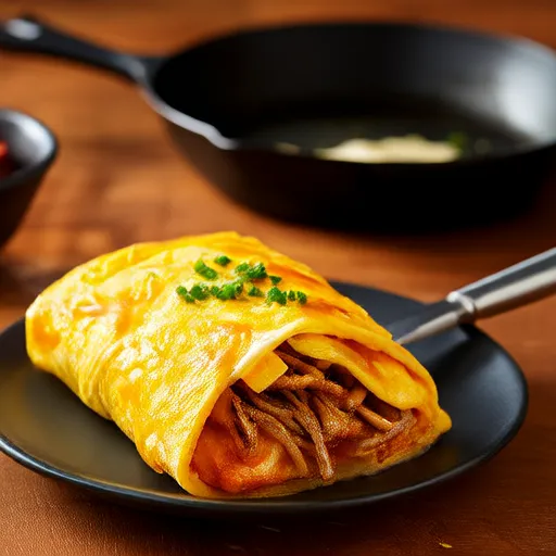 Омлет с картофелем, грибами и свининой