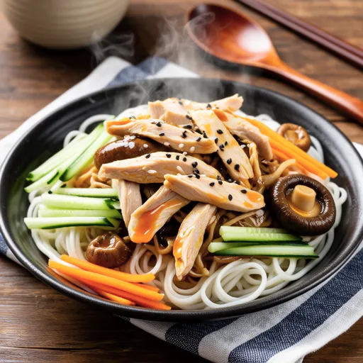 Stir-fried Chicken Rice Noodles with Fresh Vegetables