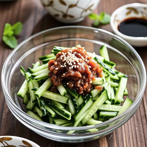 Cucumber and Mekabu with Ume and Bonito Flakes