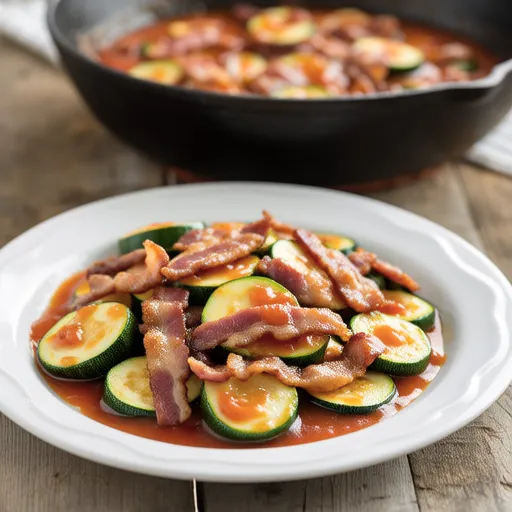 Zucchini and Bacon Stir-fry with Ketchup