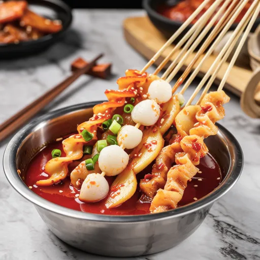 Spicy Fish Cake and Rice Cake Skewers (Oddeok Oddeok)
