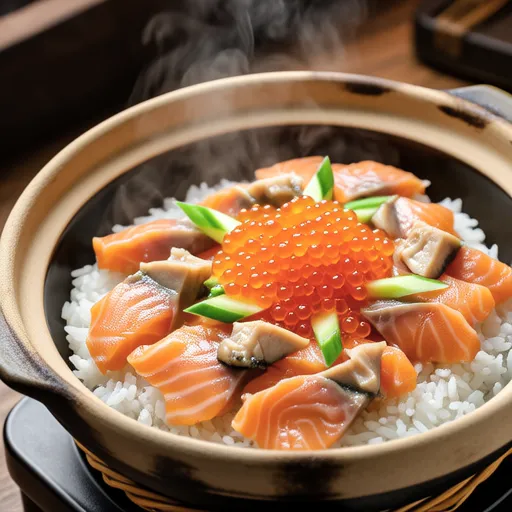 Autumn Salmon and Ikura Clay Pot Rice