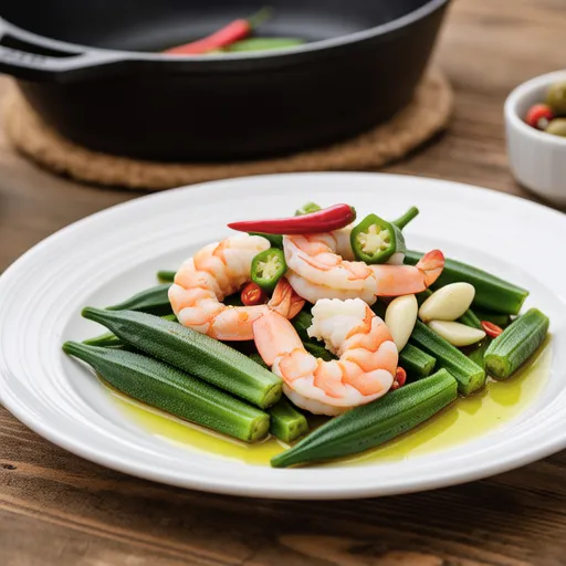 Okra and Shrimp Ajillo