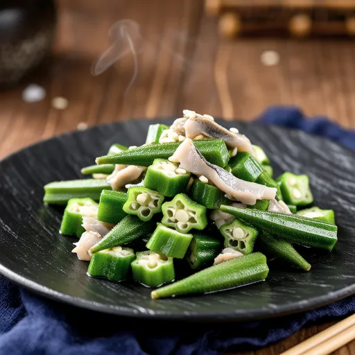 Okra and Canned Mackerel Salt Stir-fry