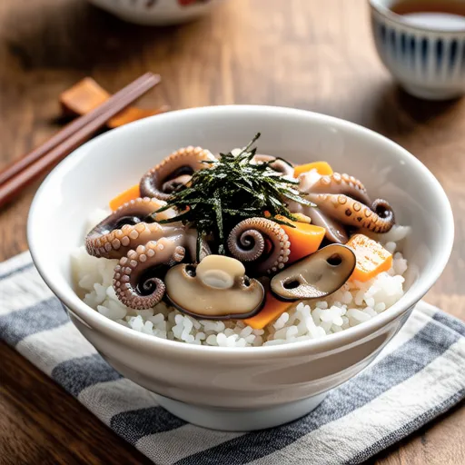 Octopus and King Oyster Mushroom Rice