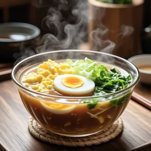 Lettuce and Egg Miso Soup