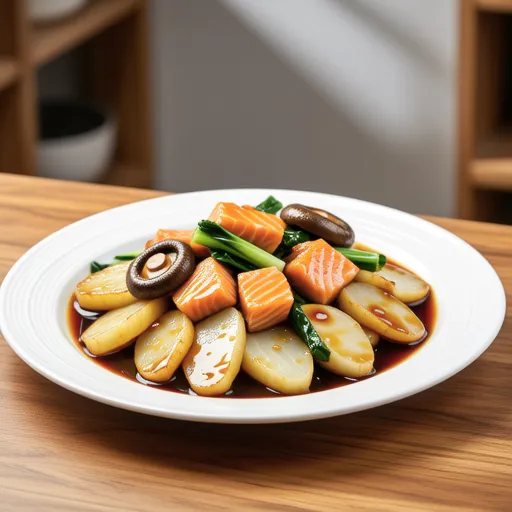Sauteed Turnip and Salmon with Butter Soy Sauce