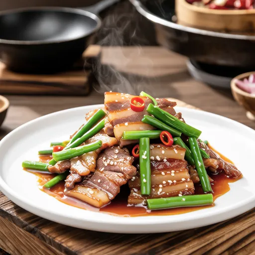 Garlic Stir-fried Pork and Pea Shoots