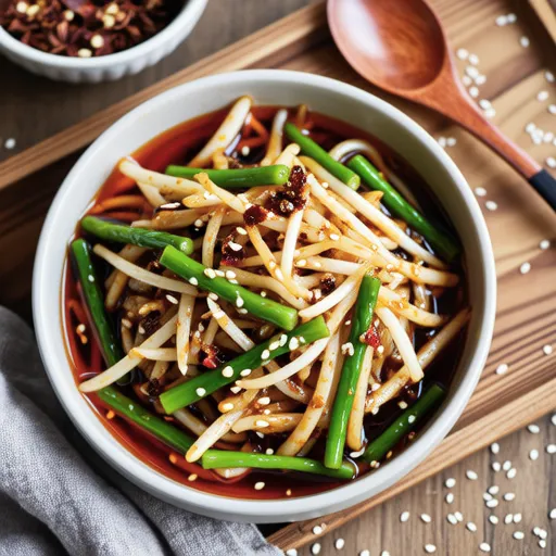 Spicy Bean Sprouts and Asparagus Toss