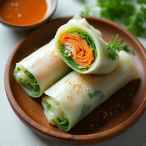 Steamed Chicken and Mitsuba Fresh Spring Rolls