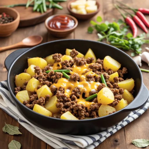 Minced Meat and Potato Cheese Curry Stir-fry