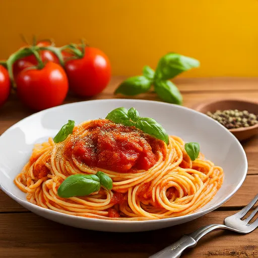 Espaguete com Tomate e Manjericão