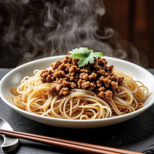 Minced Pork and Komatsuna Glass Noodles Stir-fry