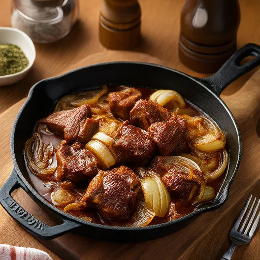 Cerdo y cebolla guisados