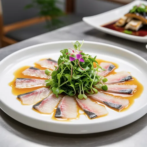 Yellowtail Carpaccio with Mustard Soy Sauce Flavor