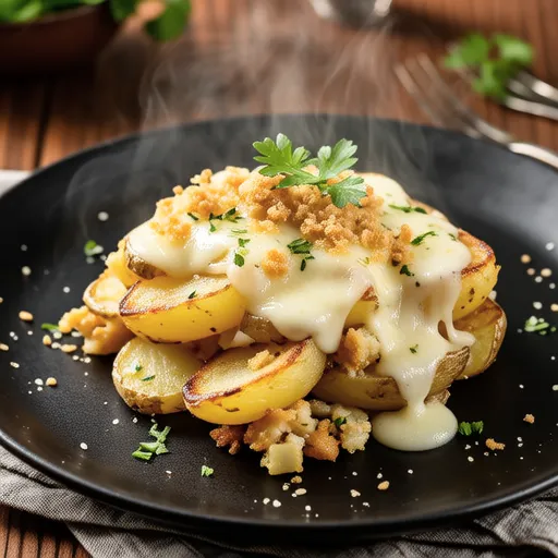 No-Oven Cheese Potato Fish Cake Gratin