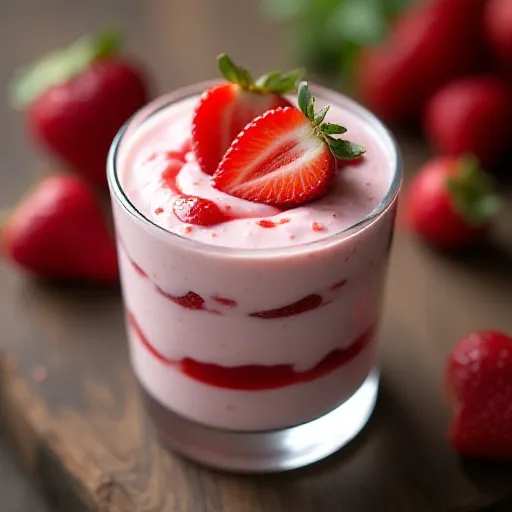 Pudín de fresa con crema