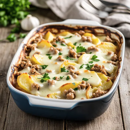 Potato and Ground Meat Cream Gratin
