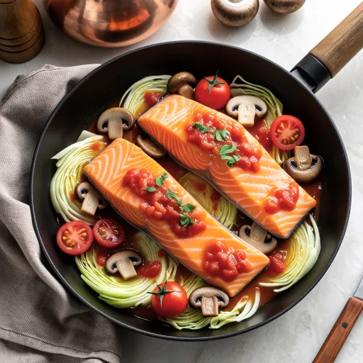 Salmon and Mushroom Tomato Puttanesca