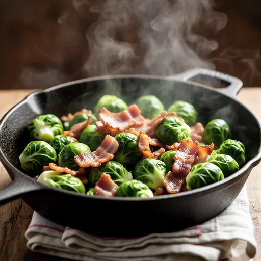 Garlic Stir-fried Brussels Sprouts and Bacon