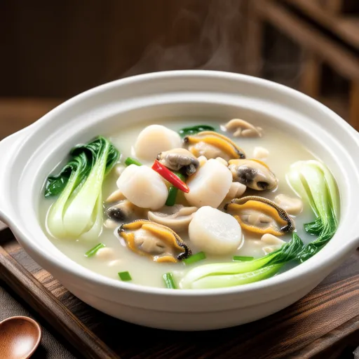 Chinese Cream Stew with Bok Choy and Scallops