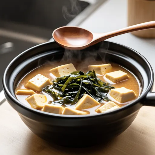 Mekabu and Fried Tofu Miso Soup