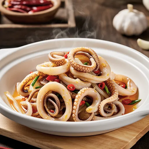 Stir-fried Squid and Garlic Sprouts