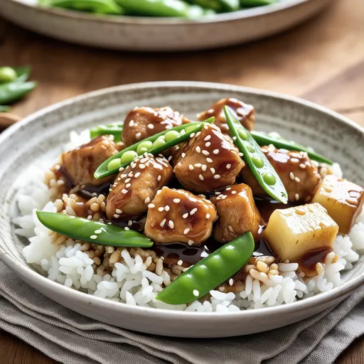 Chicken, Burdock, and Snap Pea Rice
