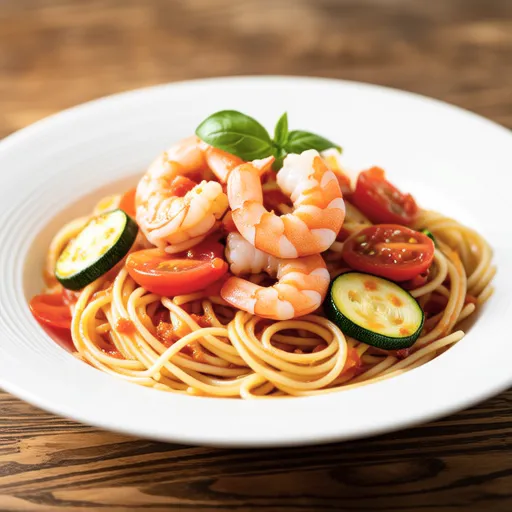 Zucchini and Shrimp Tomato Pasta