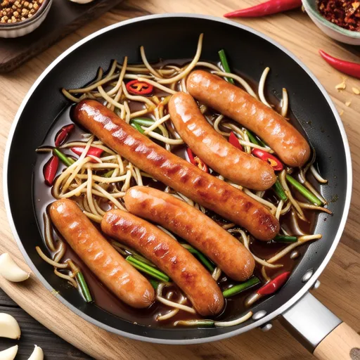 Spicy Stir-fried Sausage and Bean Sprouts