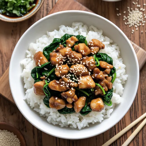 Spinach and Chicken Soboro Rice