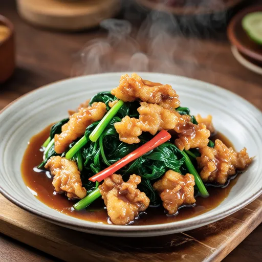 Stir-fried Water Spinach and Chicken with Ponzu