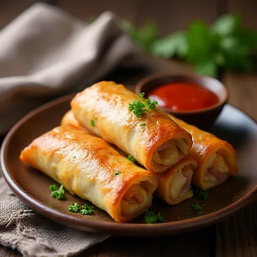 Cabbage and Ham Spring Rolls