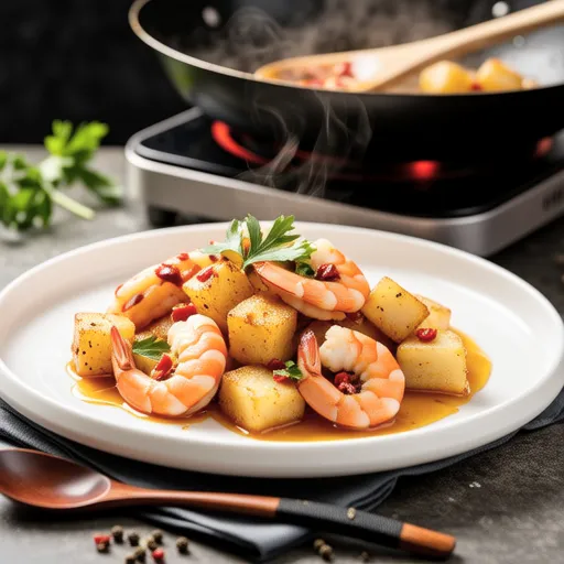 Garlic Oil Stir-fried Taro and Shrimp