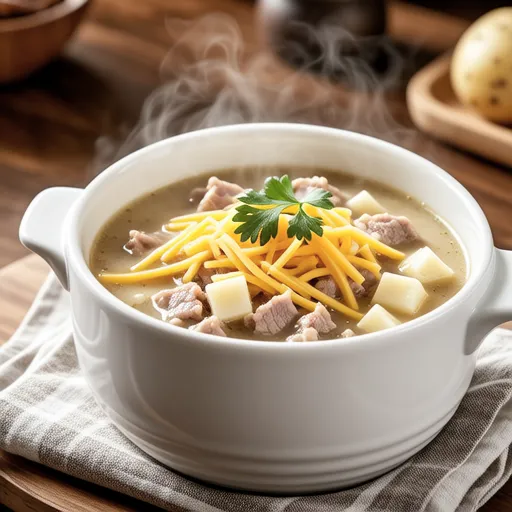 Minced Pork and Potato Cheese Soup