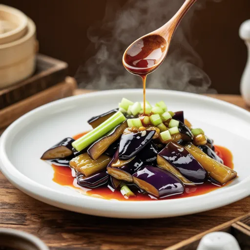 Steamed Eggplant with Zha Cai Sauce