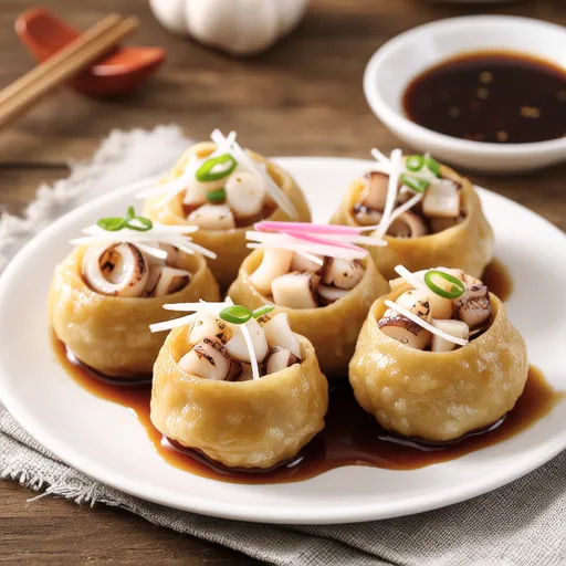 Takoyaki Dumplings with Japanese Sauce