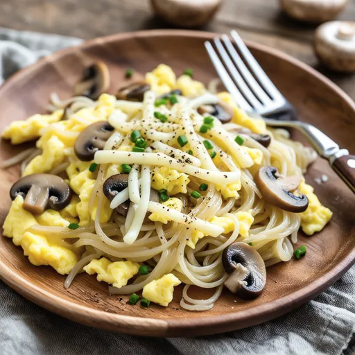 Scrambled Eggs with Vermicelli and Shiitake Mushrooms