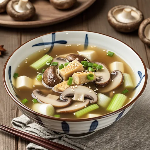 Miso Soup with King Oyster Mushrooms and Leeks