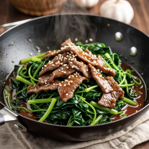 Stir-fried Beef and Nanohana with Oyster Sauce